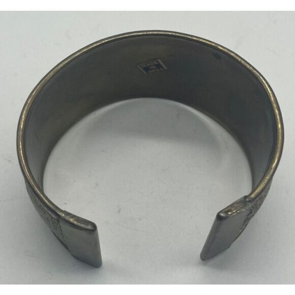 Copper Tone Bronze Tone Silver Tone Multi Bar Open Cuff Bracelet Wide 6.5 in - Picture 5 of 6